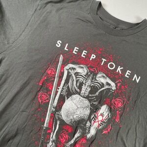 Sleep Token Band T-Shirt XXL Skeleton Roses Graphic Tee Charcoal Black Cotton